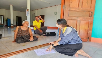 ออกสำรวจผู้พิการที่ต้องการกายอุปกรณ์ เช่น วีลแชร์ รถสามล้อโยก และไม้เท้าขาว ตามโครงการจัดหากายอุปกรณ์ สำหรับช่วยเหลือคนพิการ